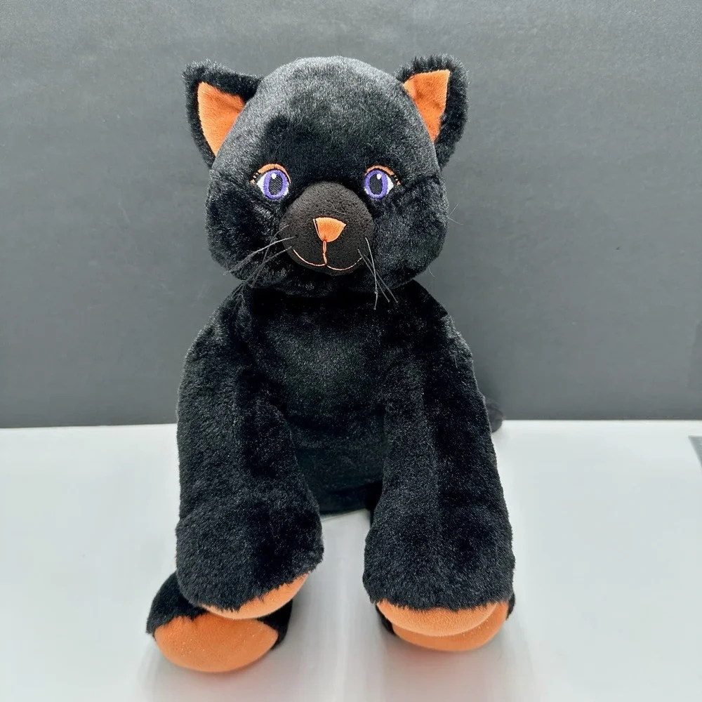 Build-A-Bear Lucky Kitty Black Cat Plush Orange Paws Purple Eyes 2013 Halloween